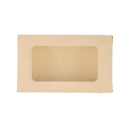 Sustain 35 oz Bamboo Paper Medium Bio Take Out Container - with PLA Lining and Windows, Compostable - 8" x 4 3/4" x 2" - 200 count box