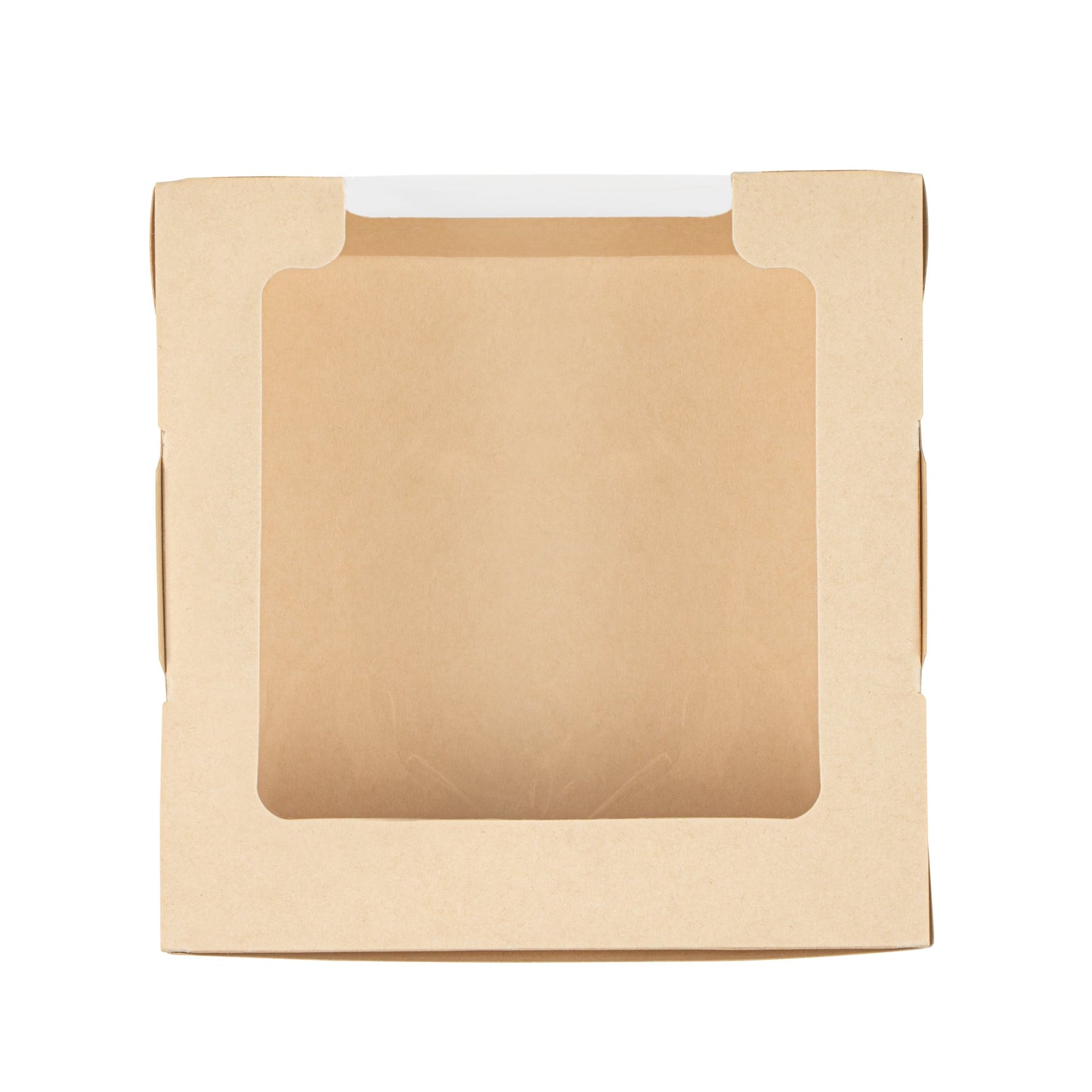Sustain 26 oz Bamboo Paper Medium Bio Salad Box - with PLA Lining and Window, Compostable - 5 3/4" x 5 3/4" x 1 3/4" - 200 count box