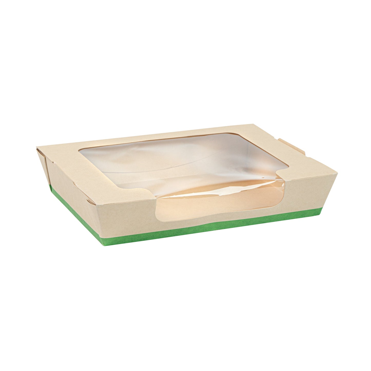 Sustain 40 oz Bamboo Paper Large Bio Salad Box - with PLA Lining and Window, Compostable - 8 1/4" x 6 1/4" x 1 1/2" - 50 count box