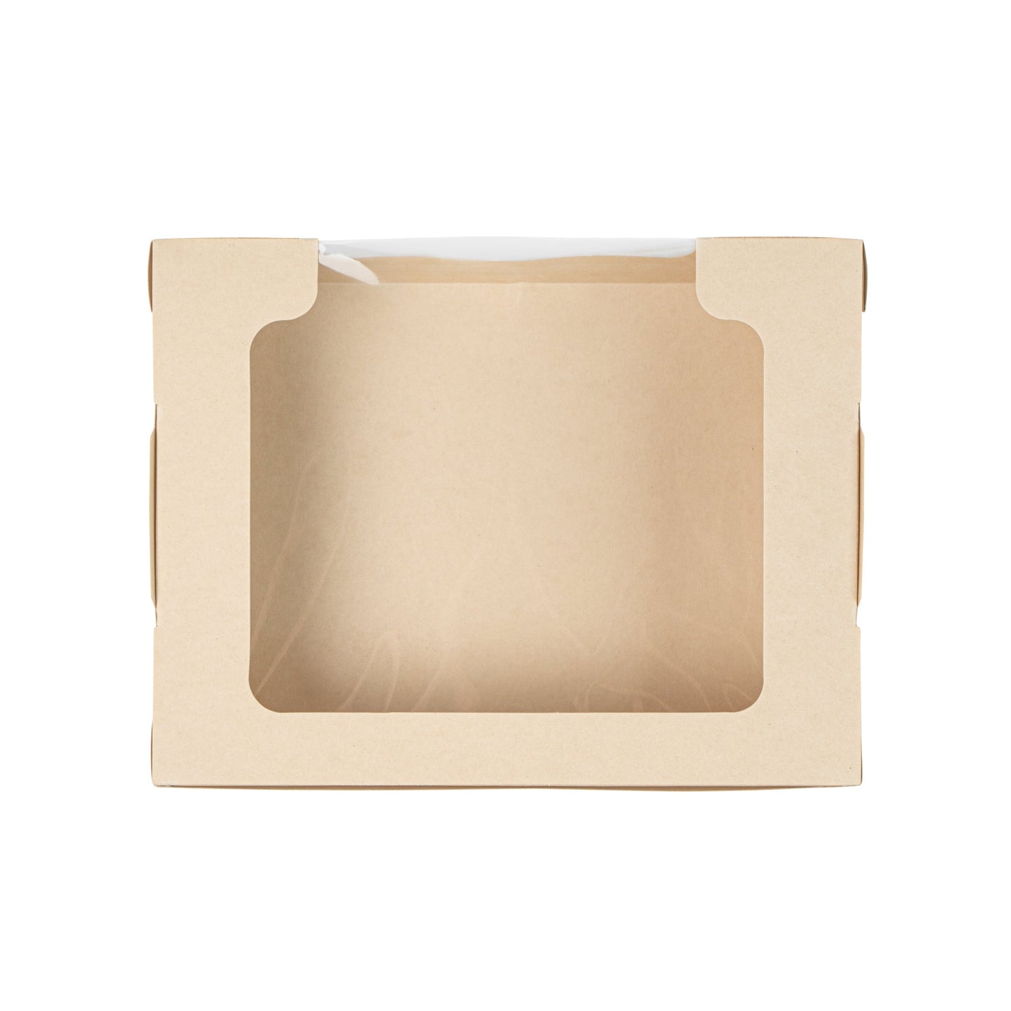 Sustain 40 oz Bamboo Paper Large Bio Salad Box - with PLA Lining and Window, Compostable - 8 1/4" x 6 1/4" x 1 1/2" - 50 count box