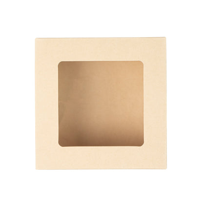 Sustain 27 oz Bamboo Paper Medium Take Out Container - with PLA Lining and Window, Compostable - 5 1/4" x 5 1/4" x 2" - 200 count box