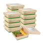 Sustain 34 oz Bamboo Paper Large Take Out Container - with PLA Lining and Window, Compostable - 6" x 6" x 2" - 50 count box