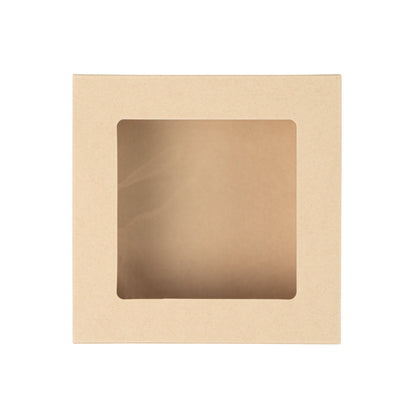 Sustain 34 oz Bamboo Paper Large Take Out Container - with PLA Lining and Window, Compostable - 6" x 6" x 2" - 50 count box