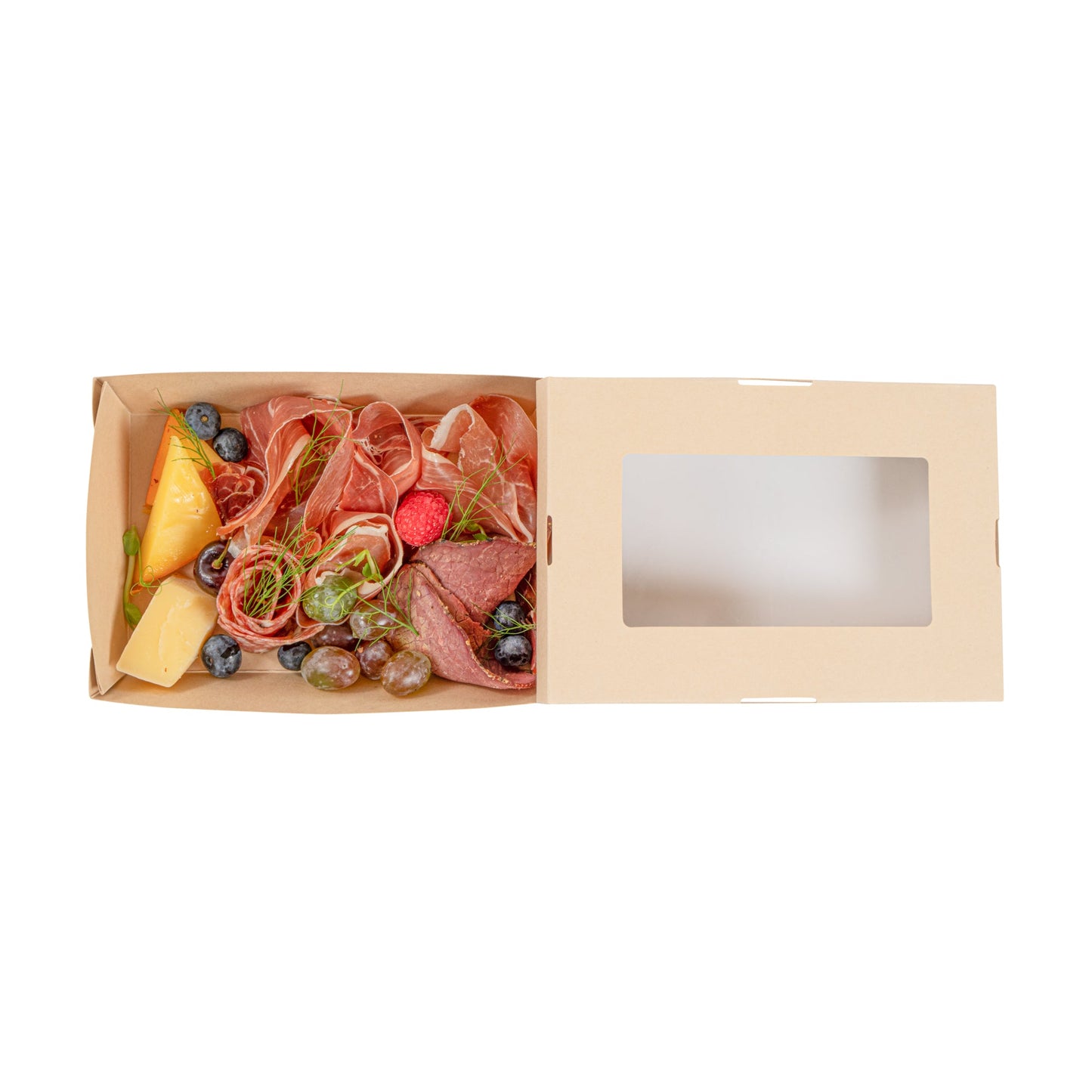 Sustain 28 oz Bamboo Paper Small Take Out Container - with PLA Lining and Window, Compostable - 7 1/2" x 5" x 1 1/2" - 200 count box