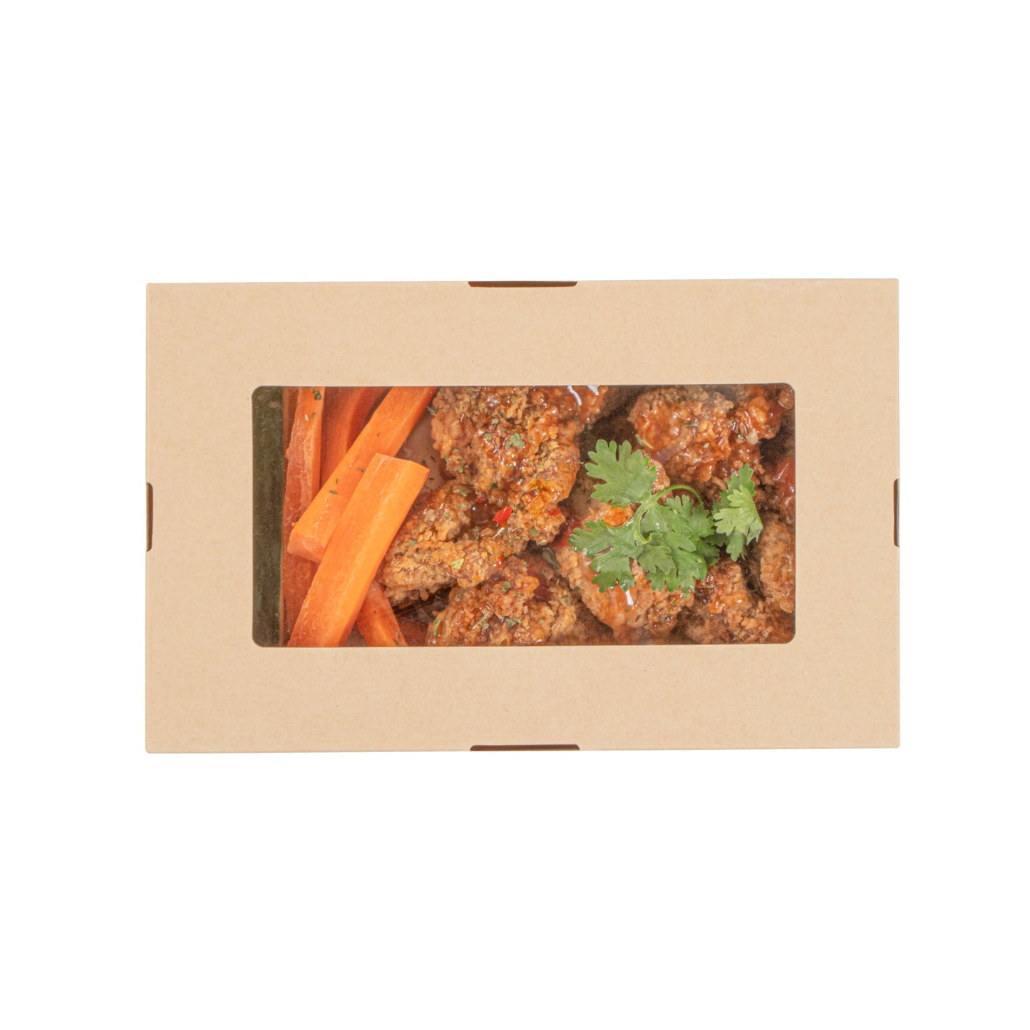 Sustain 34 oz Bamboo Paper Large Take Out Container - with PLA Lining and Window, Compostable - 8 1/2" x 5 1/4" x 1 1/2" - 50 count box