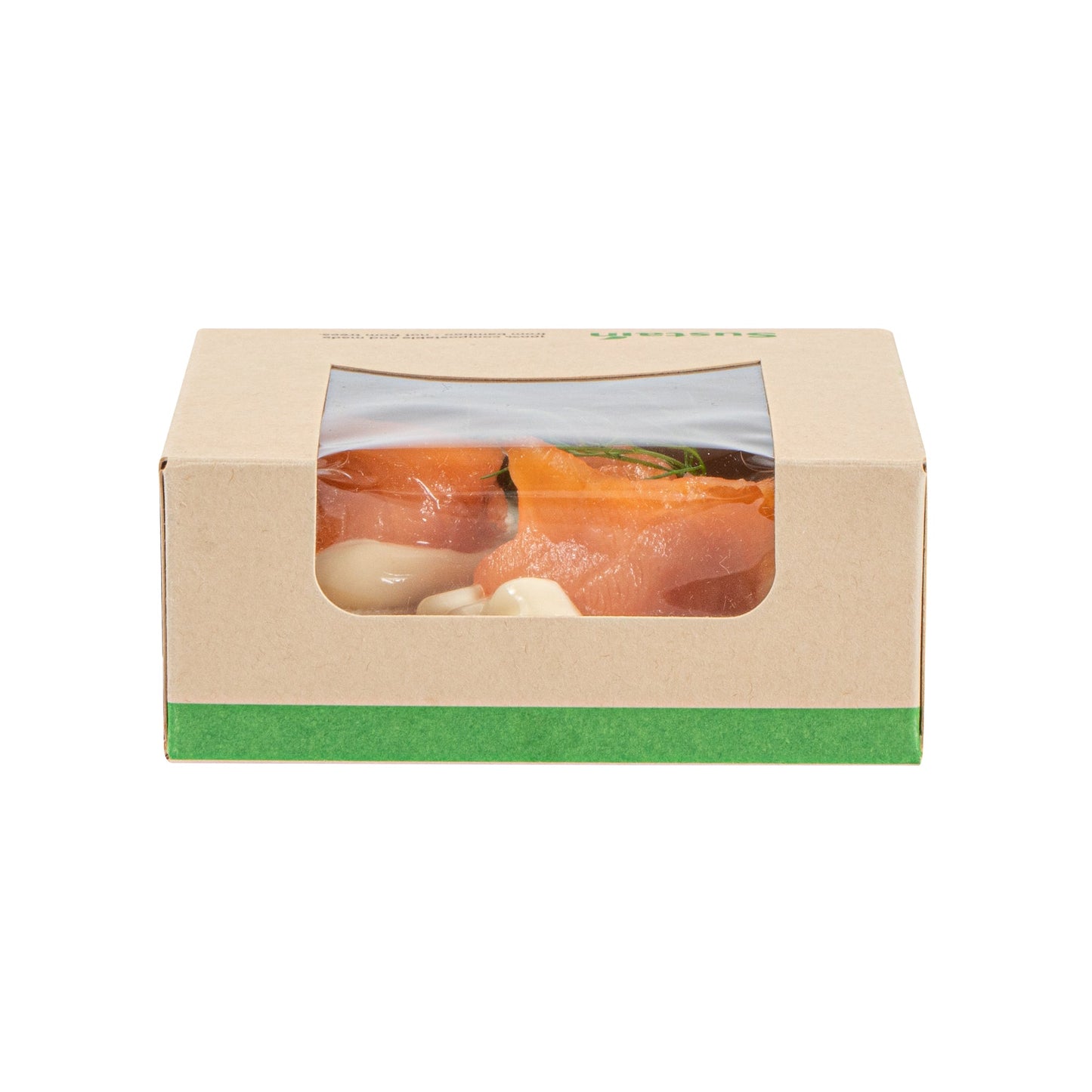 Sustain 11 oz Bamboo Paper Small Take Out Container - with PLA Lining and Window, Compostable - 4" x 4" x 1 1/2" - 50 count box