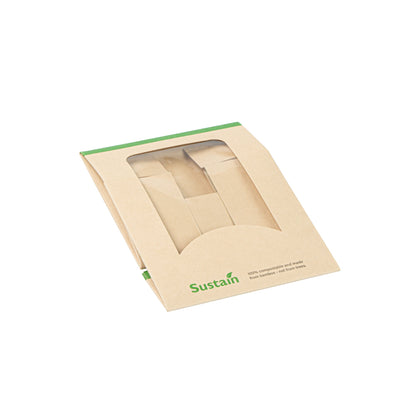 Sustain 11 oz Bamboo Paper Small Take Out Container - with PLA Lining and Window, Compostable - 4" x 4" x 1 1/2" - 50 count box
