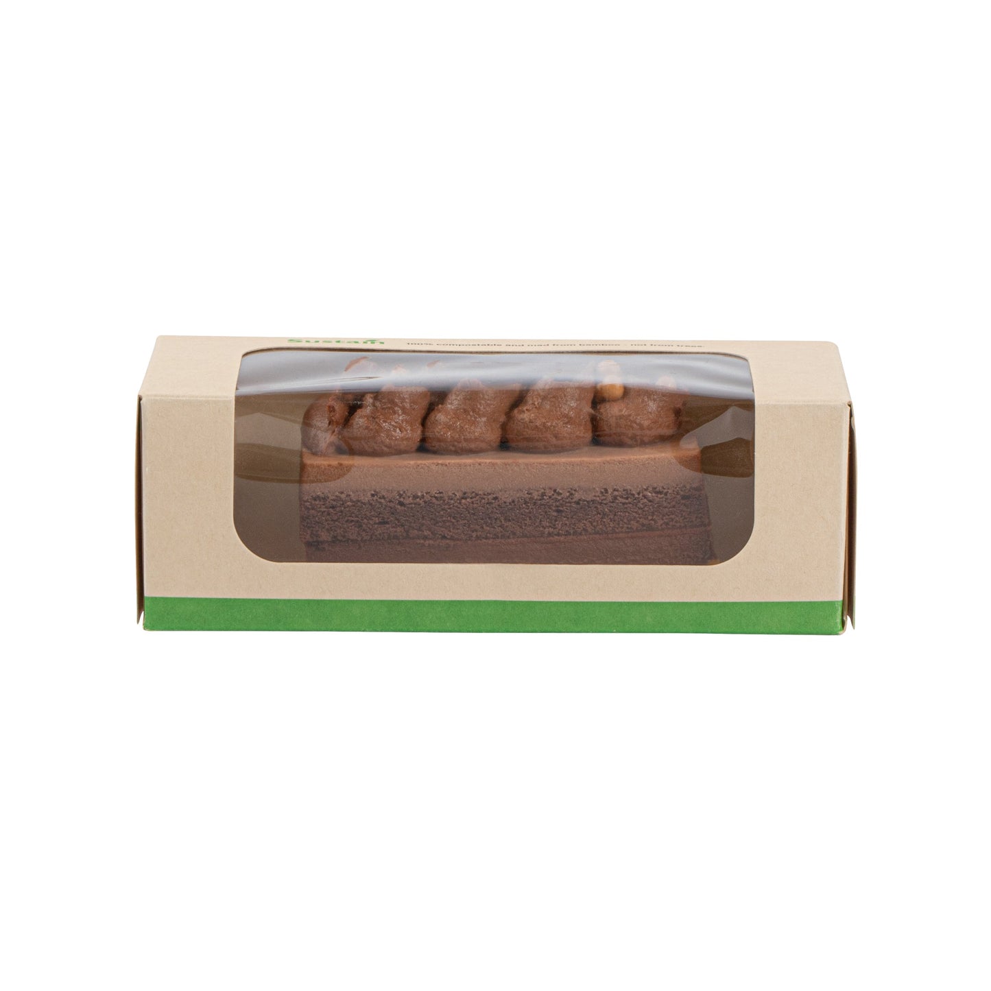 Sustain 13 oz Bamboo Paper Small Take Out Container - with PLA Lining and Window, Compostable - 6" x 2 1/2" x 2" - 50 count box