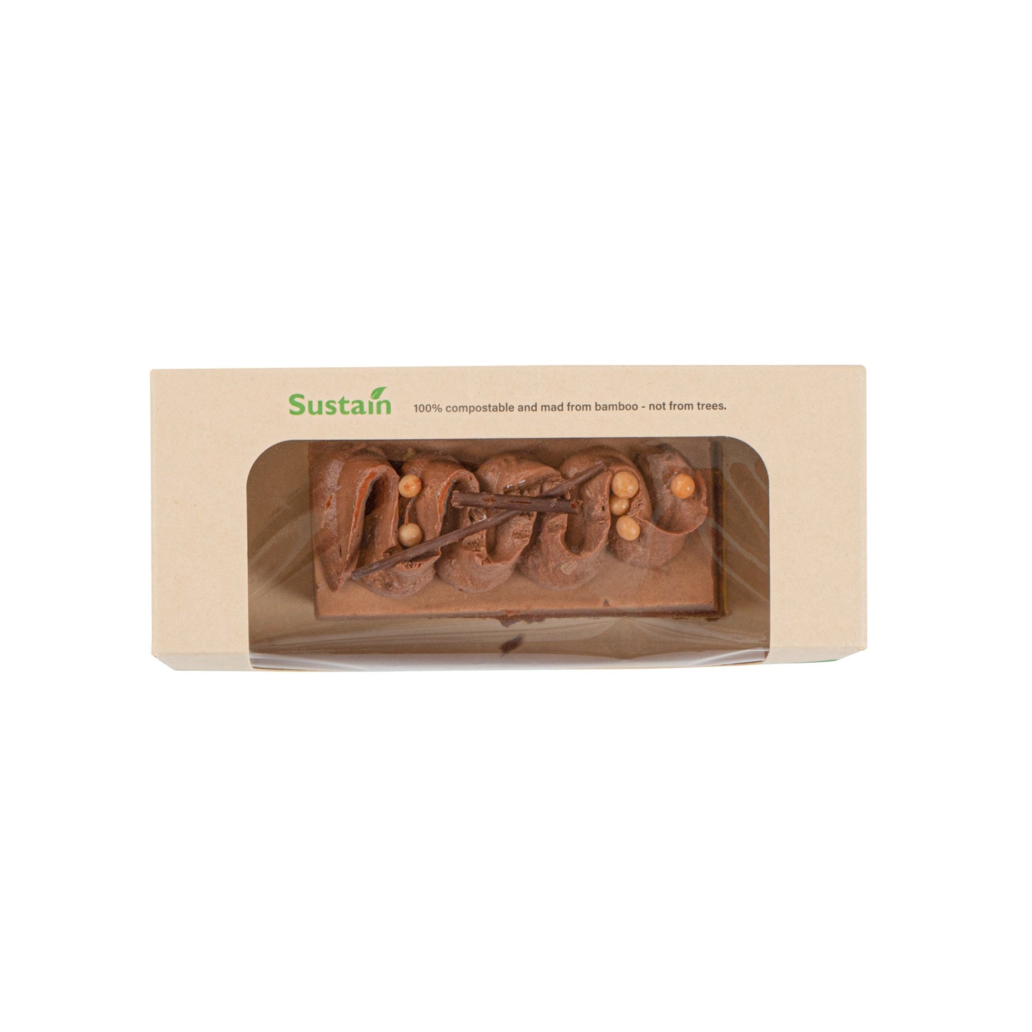 Sustain 13 oz Bamboo Paper Small Take Out Container - with PLA Lining and Window, Compostable - 6" x 2 1/2" x 2" - 50 count box