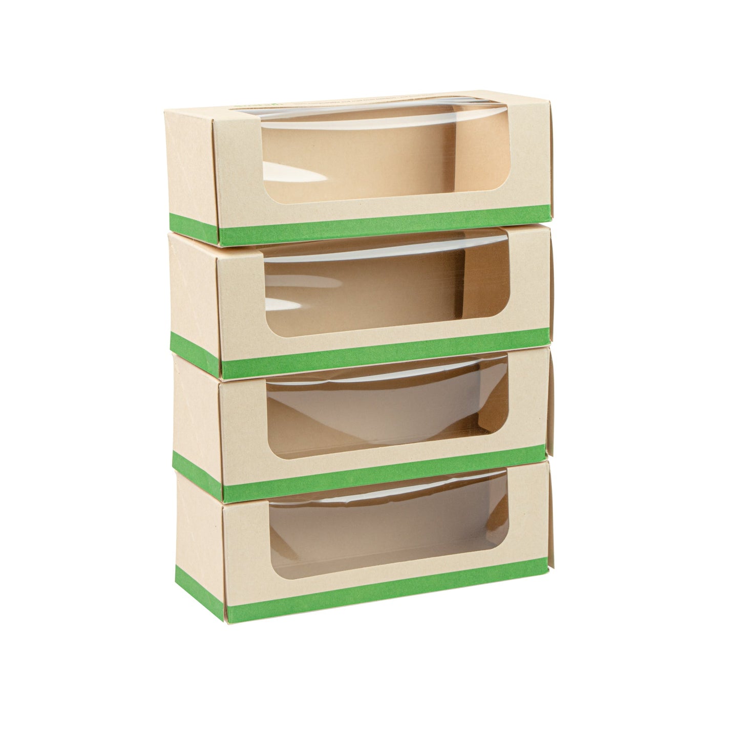 Sustain 13 oz Bamboo Paper Small Take Out Container - with PLA Lining and Window, Compostable - 6" x 2 1/2" x 2" - 200 count box