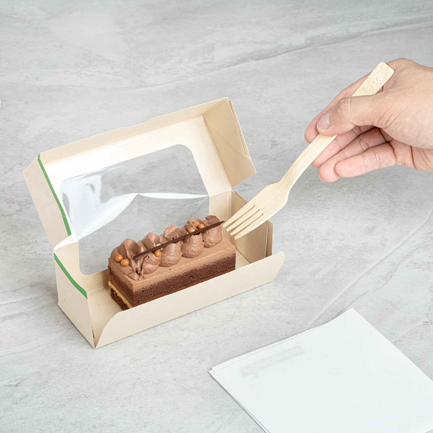 Sustain 13 oz Bamboo Paper Small Take Out Container - with PLA Lining and Window, Compostable - 6" x 2 1/2" x 2" - 200 count box