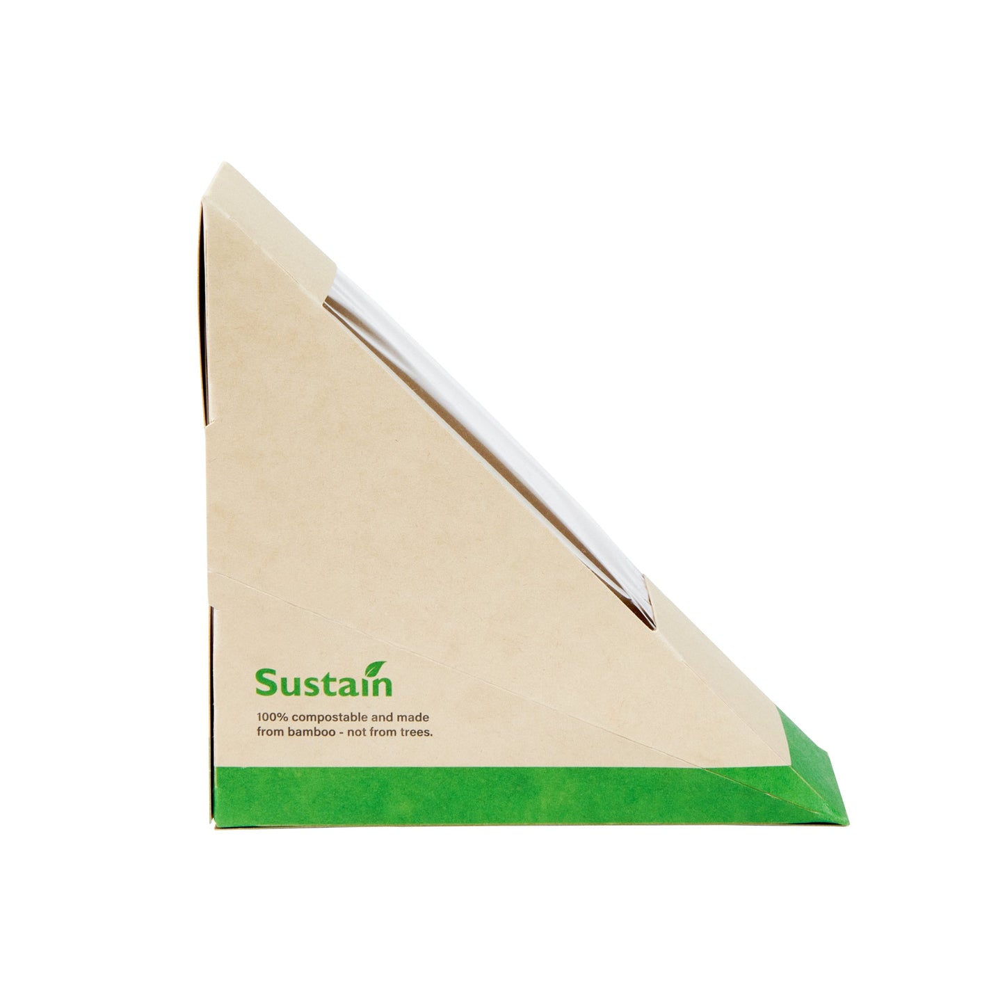 Sustain Bamboo Paper Small Sandwich Box - with PLA Lining and Window, Compostable - 4 3/4" x 4 3/4" x 2" - 200 count box