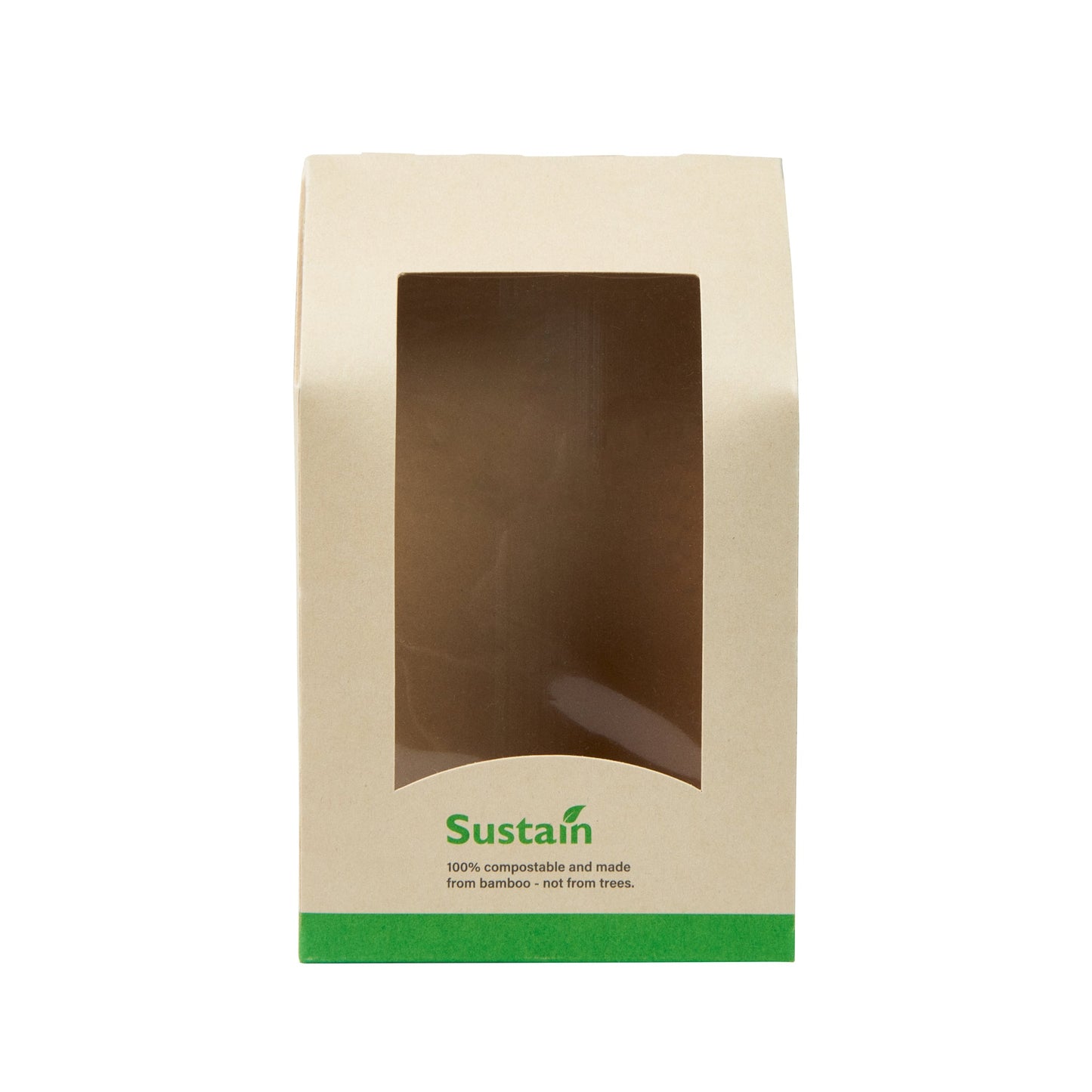 Sustain Bamboo Paper Sandwich / Wrap Take Out Container - with PLA Lining and Window, Compostable - 6" x 3 3/4" x 2" - 50 count box