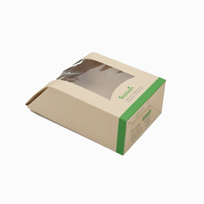 Sustain Bamboo Paper Sandwich / Wrap Take Out Container - with PLA Lining and Window, Compostable - 6" x 3 3/4" x 2" - 200 count box