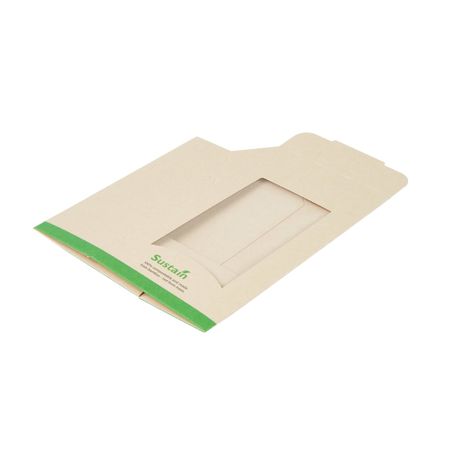 Sustain Bamboo Paper Sandwich / Wrap Take Out Container - with PLA Lining and Window, Compostable - 6" x 3 3/4" x 2" - 200 count box