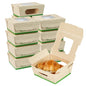 Sustain 12 oz Bamboo Paper Mini Bio Take Out Container - with PLA Lining and Windows, Compostable - 4 1/4" x 3 3/4" x 1 3/4" - 200 count box