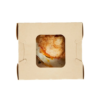 Sustain 12 oz Bamboo Paper Mini Bio Take Out Container - with PLA Lining and Windows, Compostable - 4 1/4" x 3 3/4" x 1 3/4" - 200 count box