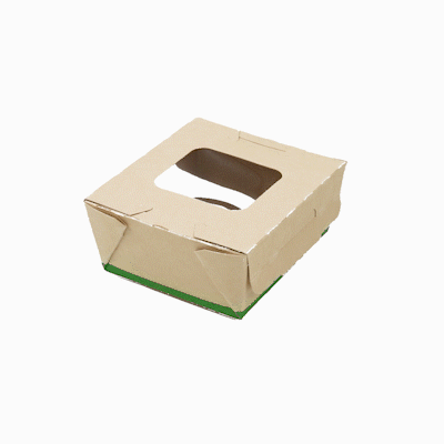 Sustain 12 oz Bamboo Paper Mini Bio Take Out Container - with PLA Lining and Windows, Compostable - 4 1/4" x 3 3/4" x 1 3/4" - 200 count box
