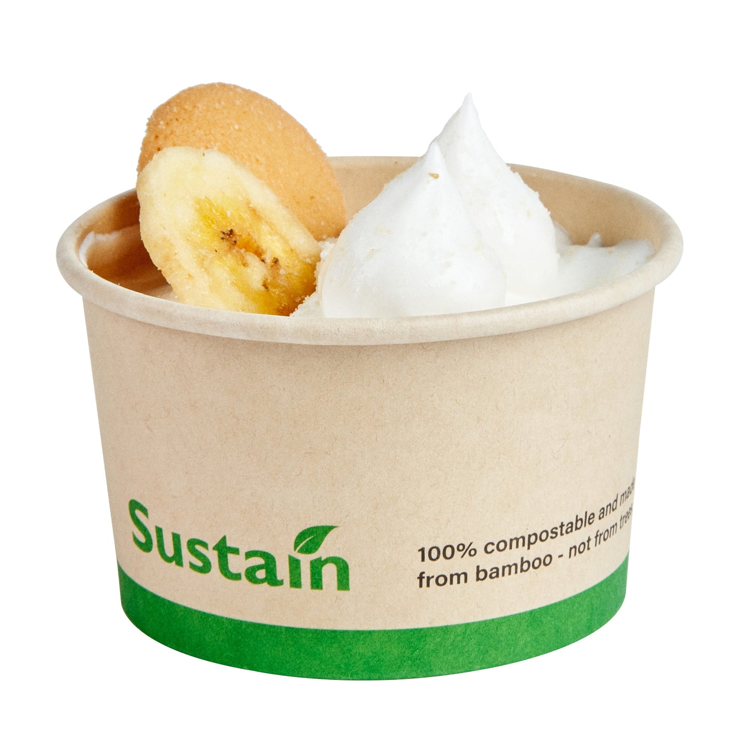 Sustain 3 oz Round Bamboo Paper To Go Cup - with PLA Lining, Compostable - 3" x 3" x 1 3/4" - 200 count box