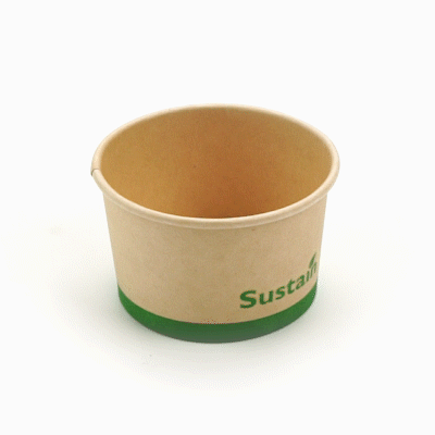 Sustain 3 oz Round Bamboo Paper To Go Cup - with PLA Lining, Compostable - 3" x 3" x 1 3/4" - 200 count box