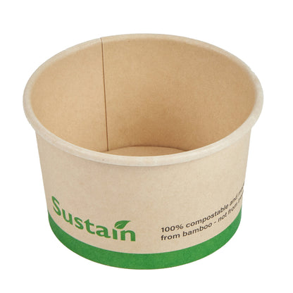 Sustain 3 oz Round Bamboo Paper To Go Cup - with PLA Lining, Compostable - 3" x 3" x 1 3/4" - 200 count box