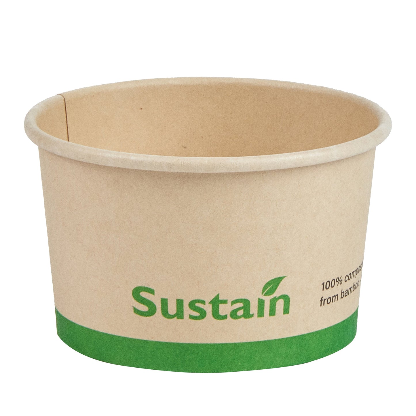 Sustain 3 oz Round Bamboo Paper To Go Cup - with PLA Lining, Compostable - 3" x 3" x 1 3/4" - 200 count box