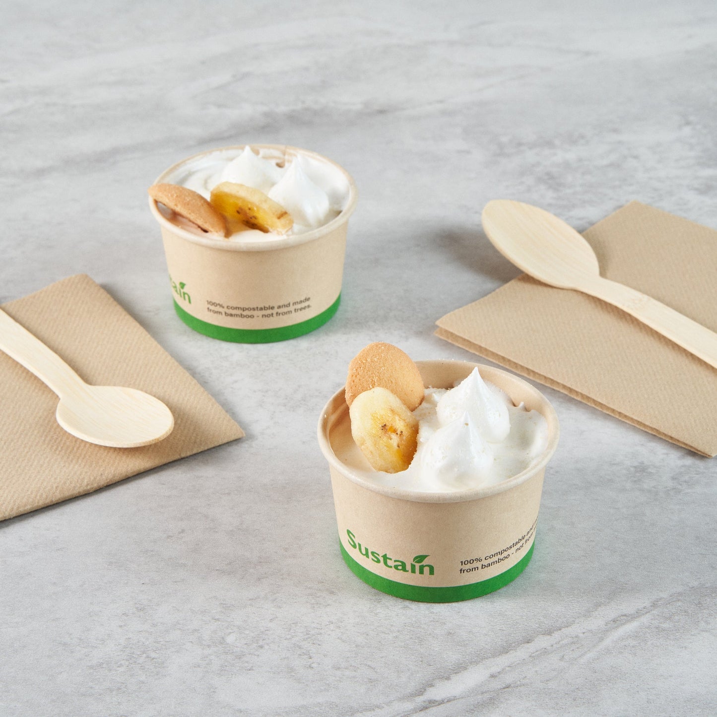 Sustain 3 oz Round Bamboo Paper To Go Cup - with PLA Lining, Compostable - 3" x 3" x 1 3/4" - 200 count box