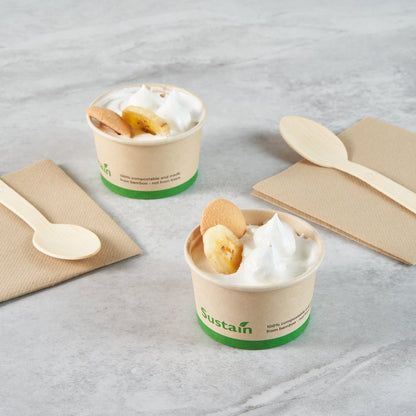 Sustain 3 oz Round Bamboo Paper To Go Cup - with PLA Lining, Compostable - 3" x 3" x 1 3/4" - 200 count box