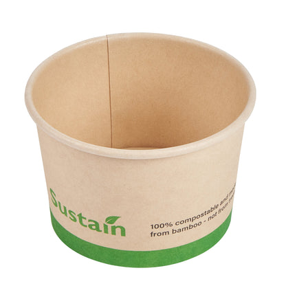 Sustain 4 oz Round Bamboo Paper To Go Cup - with PLA Lining, Compostable - 3" x 3" x 2 1/2" - 50 count box