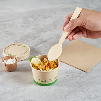 Sustain 4 oz Round Bamboo Paper To Go Cup - with PLA Lining, Compostable - 3" x 3" x 2 1/2" - 50 count box