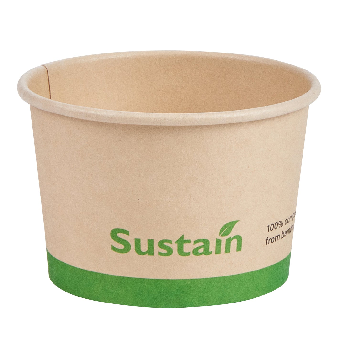 Sustain 4 oz Round Bamboo Paper To Go Cup - with PLA Lining, Compostable - 3" x 3" x 2 1/2" - 200 count box