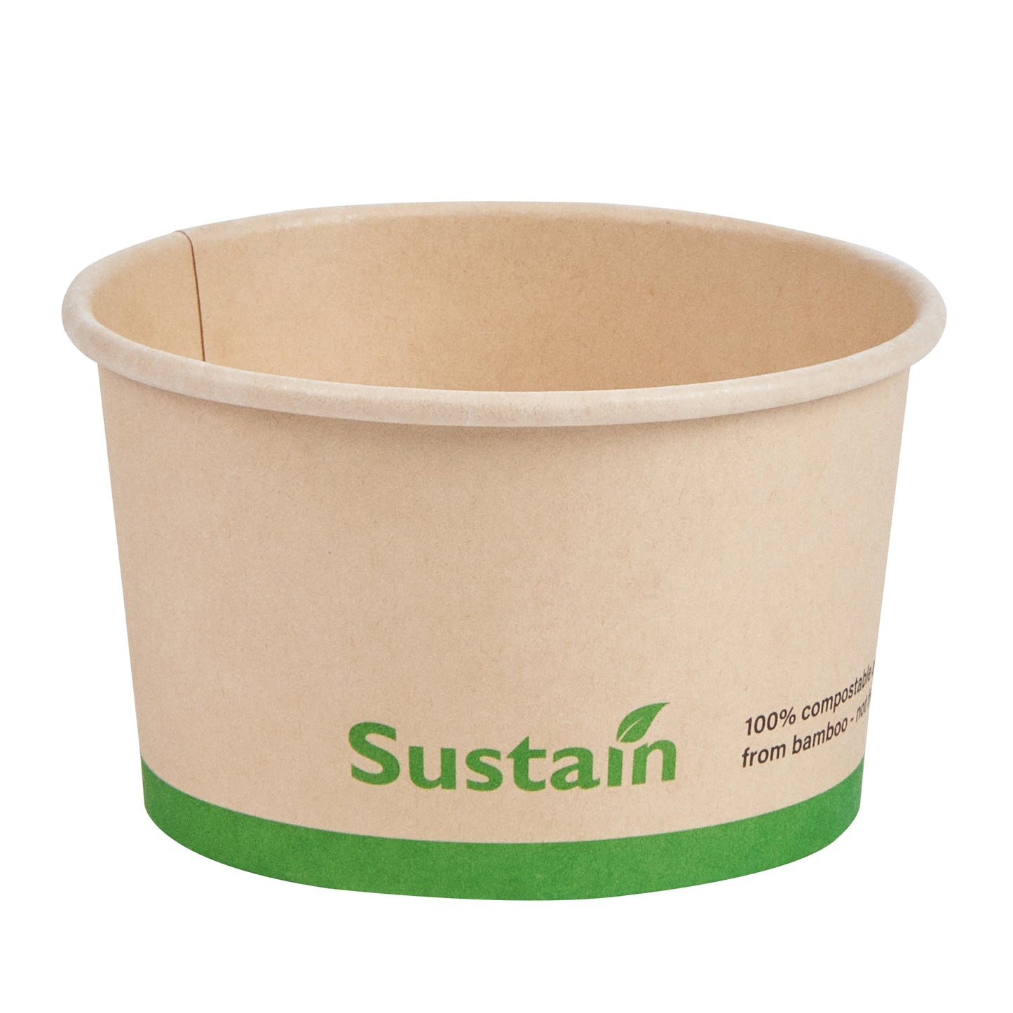 Sustain 5 oz Round Bamboo Paper To Go Cup - with PLA Lining, Compostable - 3 1/4" x 3 1/4" x 2" - 50 count box