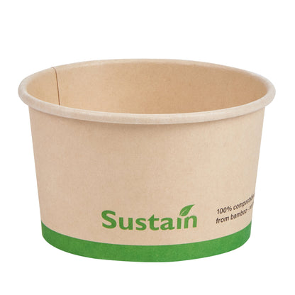 Sustain 5 oz Round Bamboo Paper To Go Cup - with PLA Lining, Compostable - 3 1/4" x 3 1/4" x 2" - 50 count box