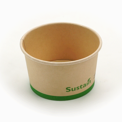 Sustain 5 oz Round Bamboo Paper To Go Cup - with PLA Lining, Compostable - 3 1/4" x 3 1/4" x 2" - 200 count box