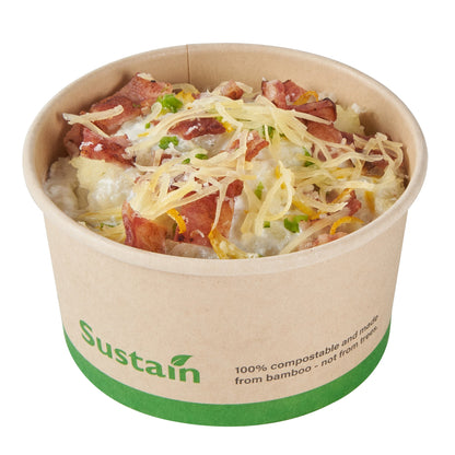 Sustain 8 oz Round Bamboo Paper To Go Cup - with PLA Lining, Compostable - 3 3/4" x 3 3/4" x 2 1/4" - 50 count box