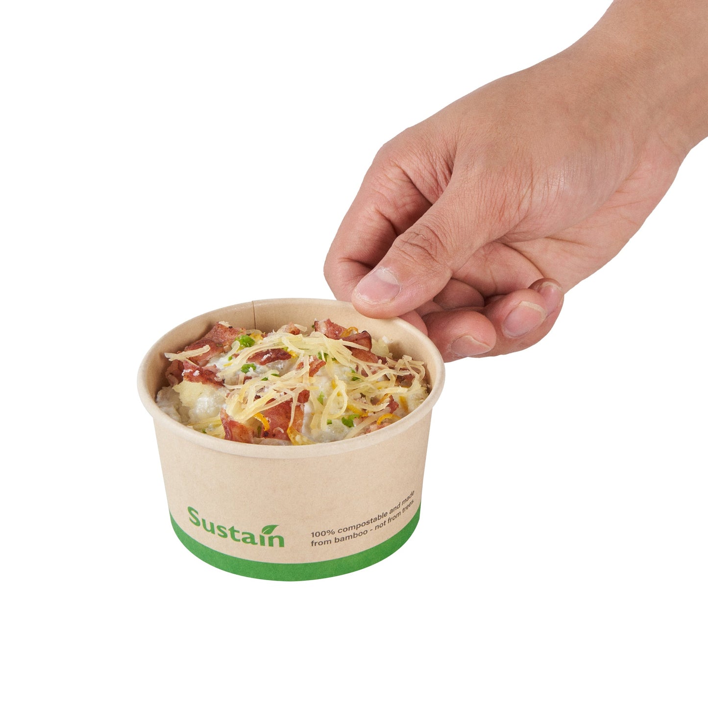 Sustain 8 oz Round Bamboo Paper To Go Cup - with PLA Lining, Compostable - 3 3/4" x 3 3/4" x 2 1/4" - 50 count box