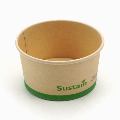 Sustain 8 oz Round Bamboo Paper To Go Cup - with PLA Lining, Compostable - 3 3/4" x 3 3/4" x 2 1/4" - 50 count box