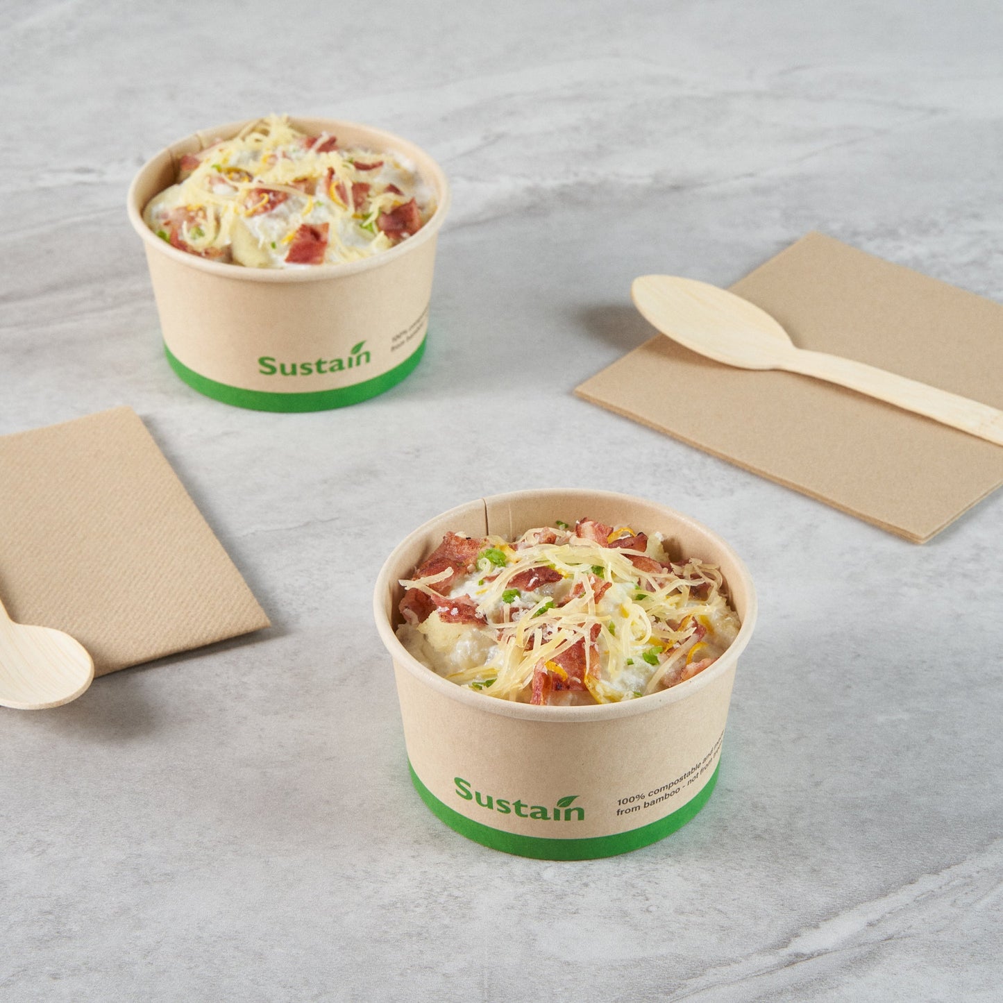 Sustain 8 oz Round Bamboo Paper To Go Cup - with PLA Lining, Compostable - 3 3/4" x 3 3/4" x 2 1/4" - 50 count box