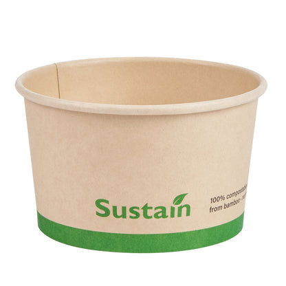 Sustain 12 oz Round Bamboo Paper To Go Cup - with PLA Lining, Compostable - 4" x 4" x 2 1/4" - 200 count box