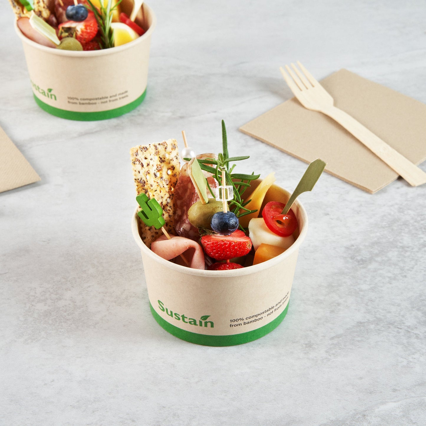 Sustain 12 oz Round Bamboo Paper To Go Cup - with PLA Lining, Compostable - 4" x 4" x 2 1/4" - 200 count box