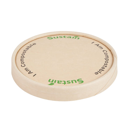 Sustain Round Bamboo Paper To Go Cup Lid - with PLA Lining, Fits 12 oz - 50 count box