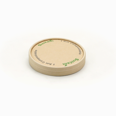 Sustain Round Bamboo Paper To Go Cup Lid - with PLA Lining, Fits 8 oz - 50 count box