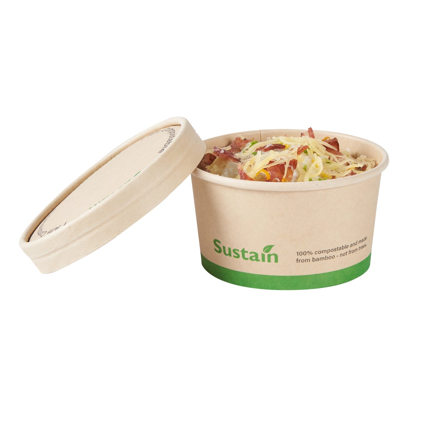 Sustain Round Bamboo Paper To Go Cup Lid - with PLA Lining, Fits 8 oz - 200 count box