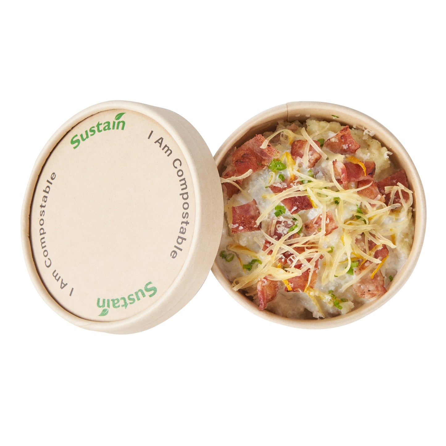 Sustain Round Bamboo Paper To Go Cup Lid - with PLA Lining, Fits 8 oz - 200 count box