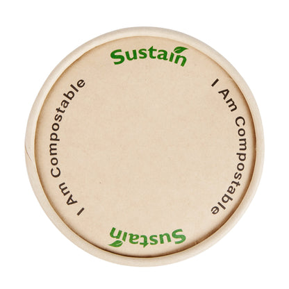 Sustain Round Bamboo Paper To Go Cup Lid - with PLA Lining, Fits 8 oz - 200 count box