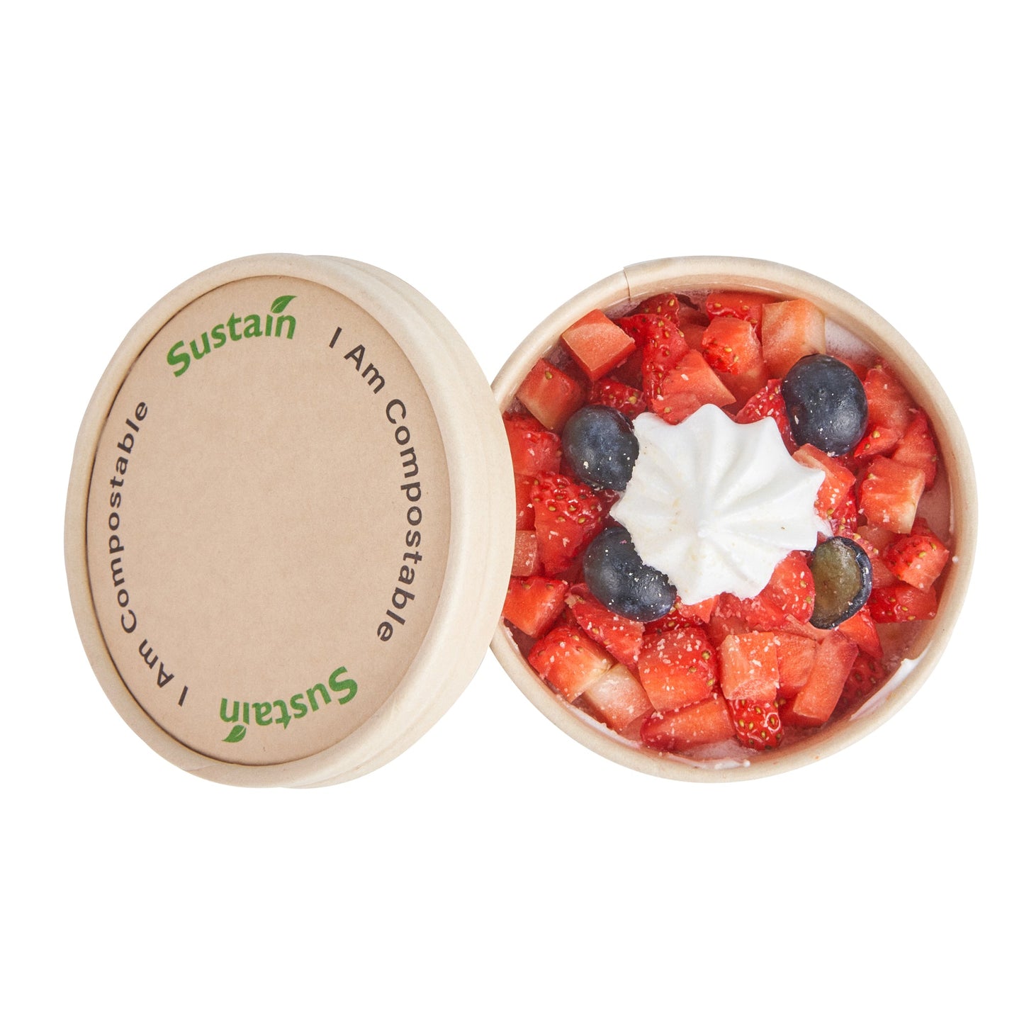 Sustain Round Bamboo Paper To Go Cup Lid - with PLA Lining, Fits 5 oz - 50 count box