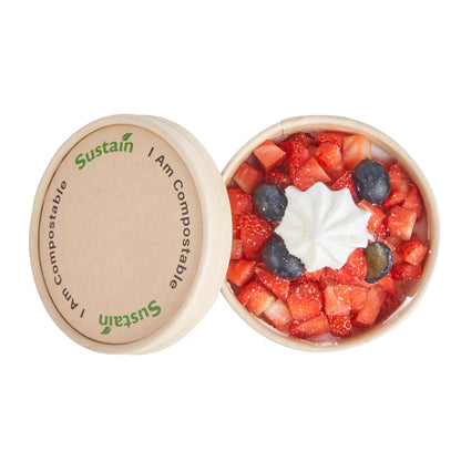 Sustain Round Bamboo Paper To Go Cup Lid - with PLA Lining, Fits 5 oz - 50 count box