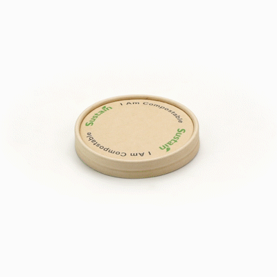 Sustain Round Bamboo Paper To Go Cup Lid - with PLA Lining, Fits 5 oz - 50 count box