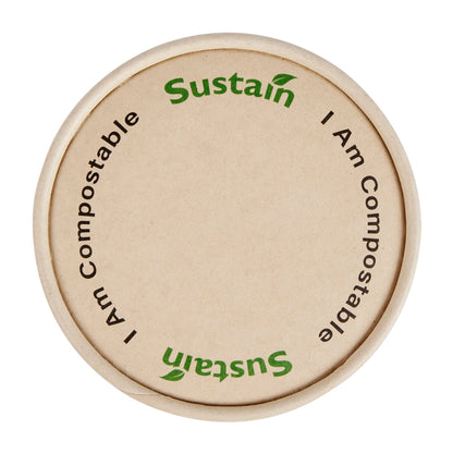 Sustain Round Bamboo Paper To Go Cup Lid - with PLA Lining, Fits 5 oz - 50 count box