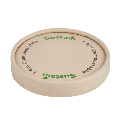 Sustain Round Bamboo Paper To Go Cup Lid - with PLA Lining, Fits 3 and 4 oz - 50 count box